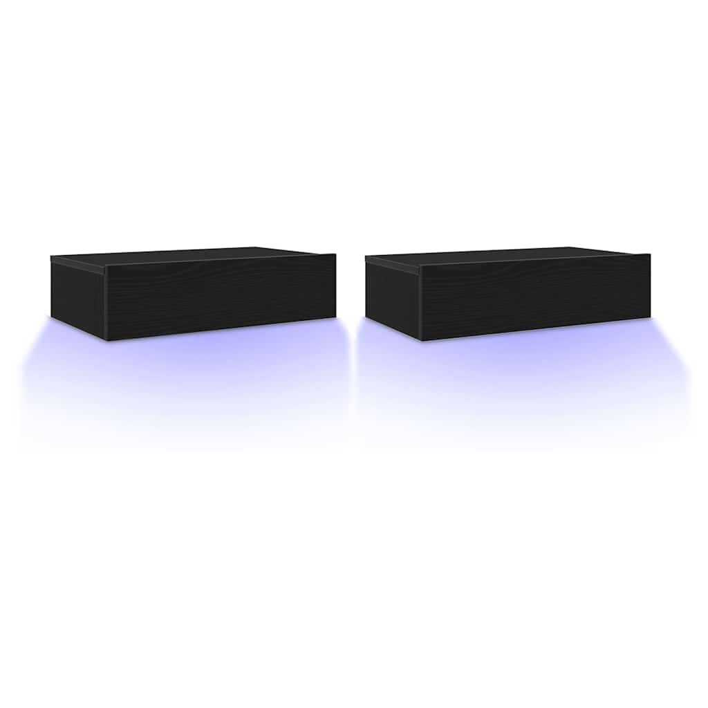 Meubles TV avec éclairage LED 2 pièces Chêne noir 60 x 35 x 15,5 cm - XIOS