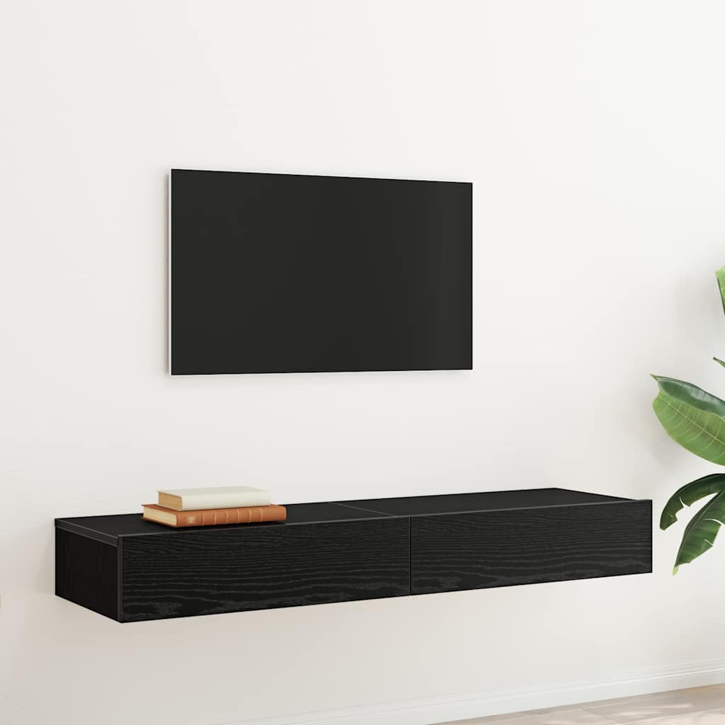 Meubles TV avec éclairage LED 2 pièces Chêne noir 60 x 35 x 15,5 cm - XIOS