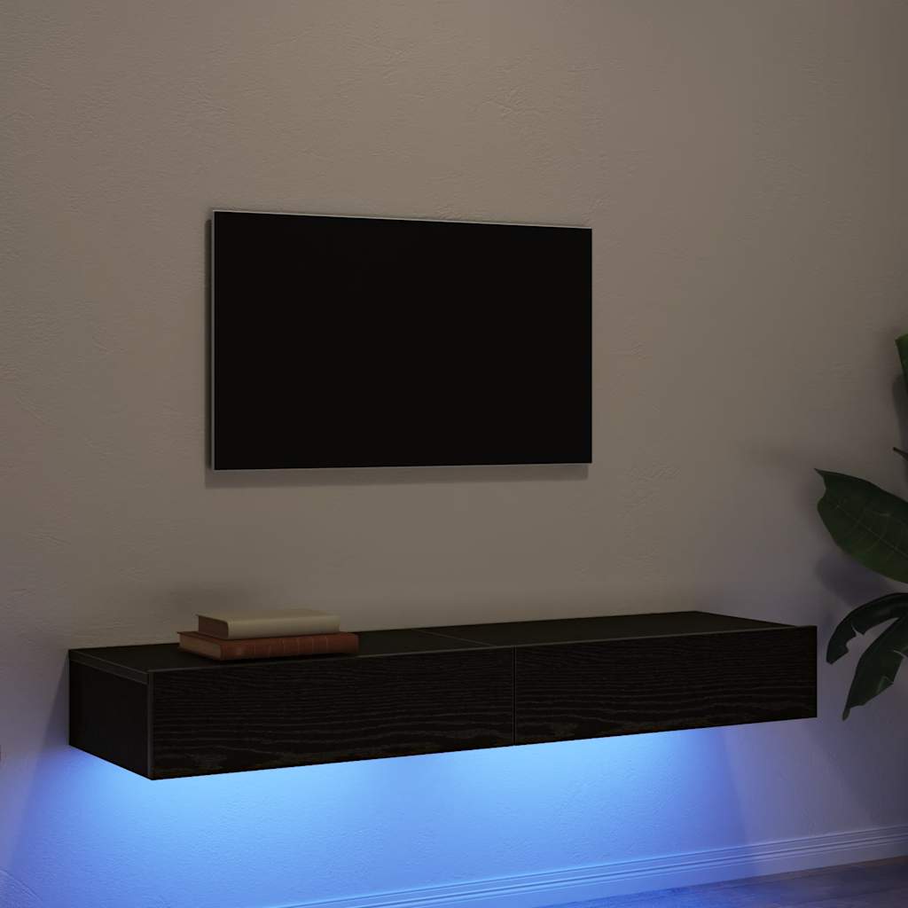 Meubles TV avec éclairage LED 2 pièces Chêne noir 60 x 35 x 15,5 cm - XIOS