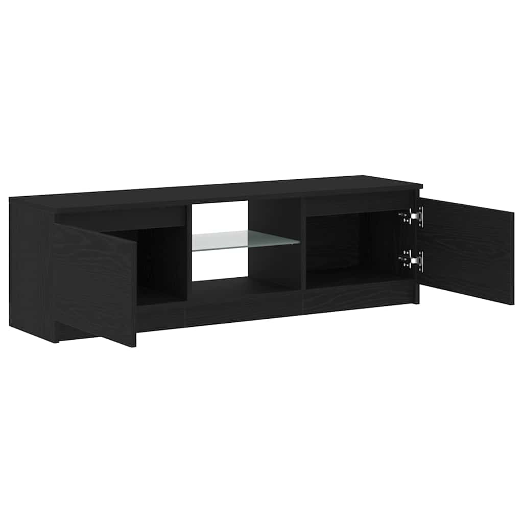 Meuble TV avec éclairage LED en chêne noir 120 x 30 x 36 cm bois d'ingénierie