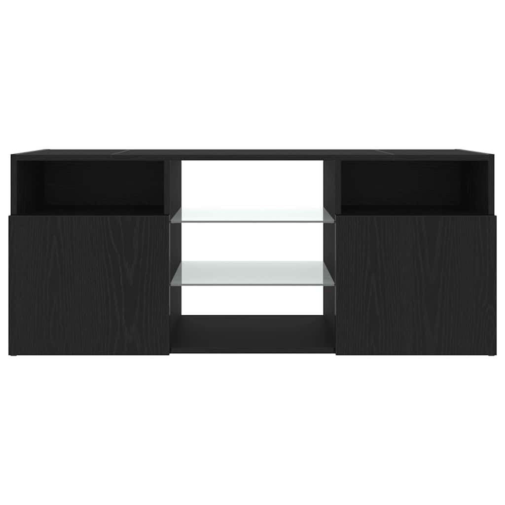 Meuble TV avec éclairage LED chêne noir 120 x 30 x 50 cm bois d'ingénierie - XIOS