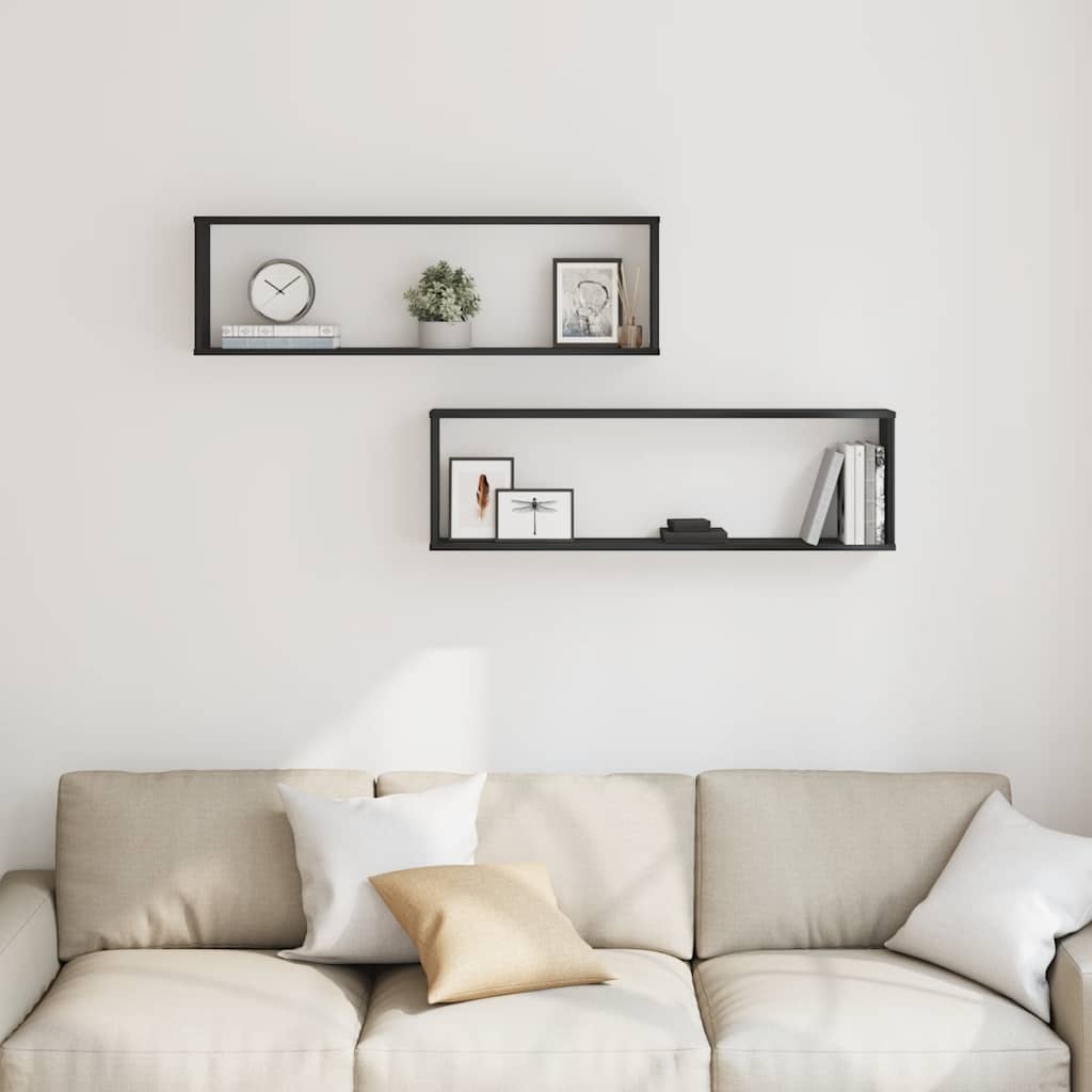 Étagères murales cube 2 pcs chêne noir 100x15x30 cm bois - XIOS