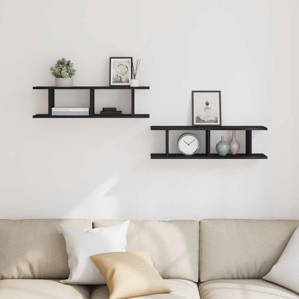 Étagères murales 2 pcs chêne noir 75x18x20 cm bois d'ingénierie - XIOS