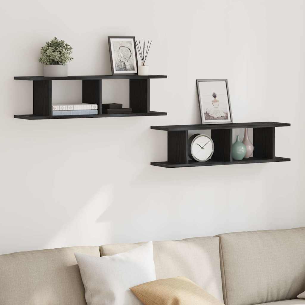 Étagères murales 2 pcs chêne noir 75x18x20 cm bois d'ingénierie - XIOS