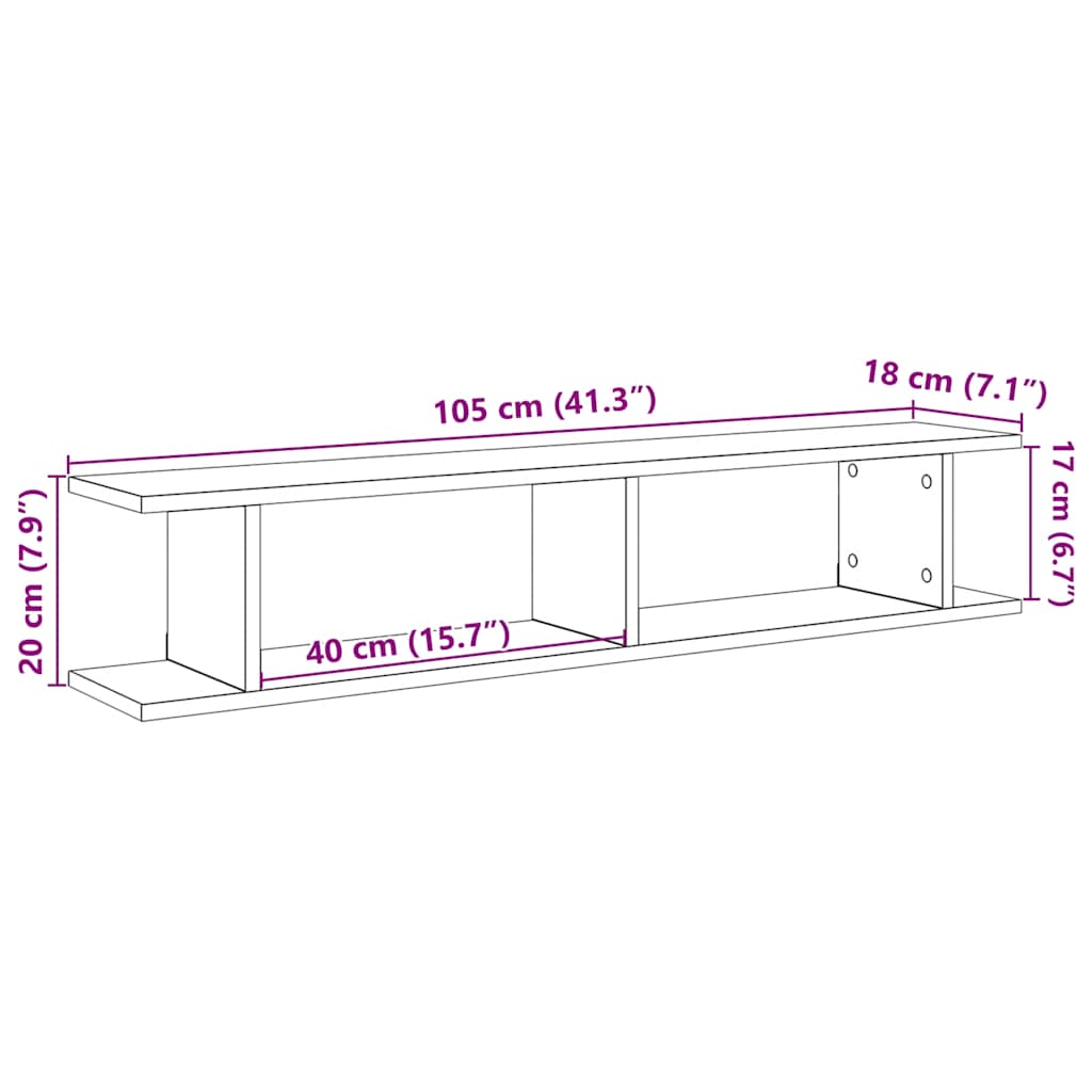 Étagères murales 2 pcs chêne noir 105x18x20 cm bois ingénierie - XIOS