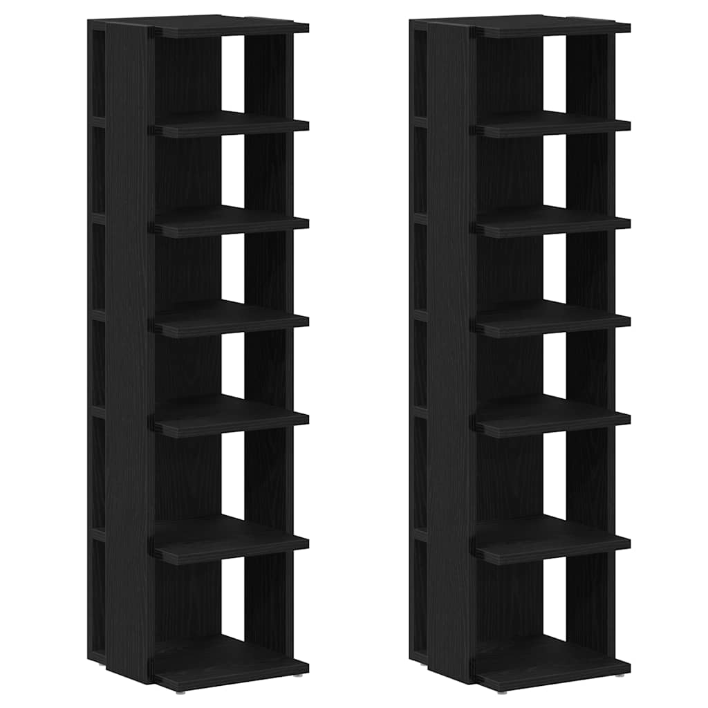 Meubles à chaussures 2 pcs Chêne noir 25x27x102 cm Bois d'ingénierie - XIOS
