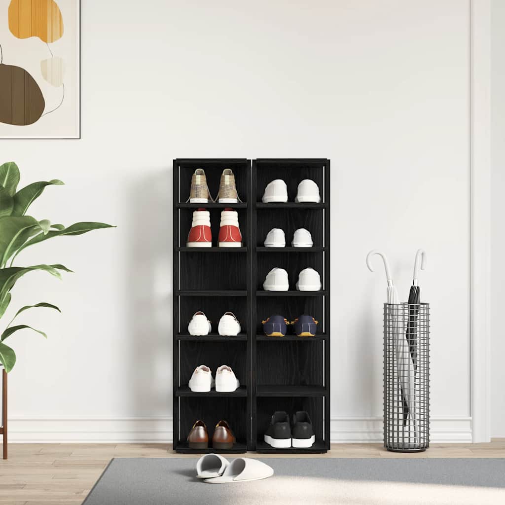 Meubles à chaussures 2 pcs Chêne noir 25x27x102 cm Bois d'ingénierie - XIOS