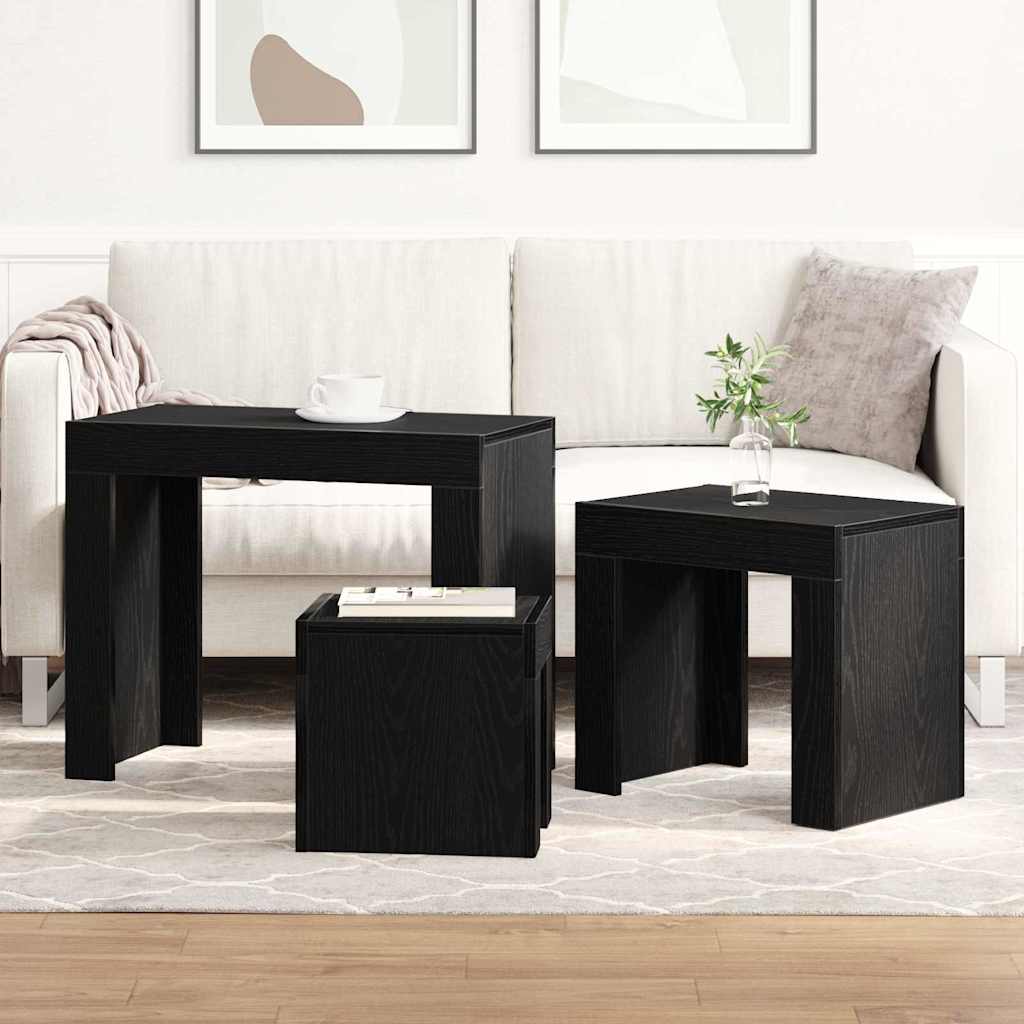 Table Gigogne 3 pcs Chêne noir 61 x 30 x 50 cm - XIOS