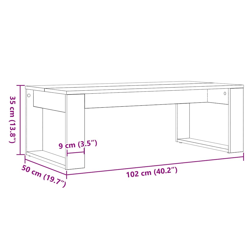 Table Basse Chêne noir 102 x 50 x 35 cm Bois d'ingénierie - XIOS