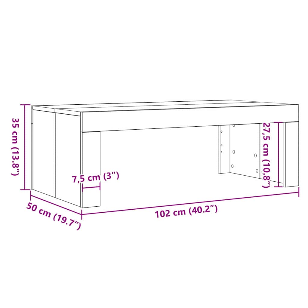 Table Basse Chêne noir 102 x 50 x 35 cm Bois d'ingénierie - XIOS