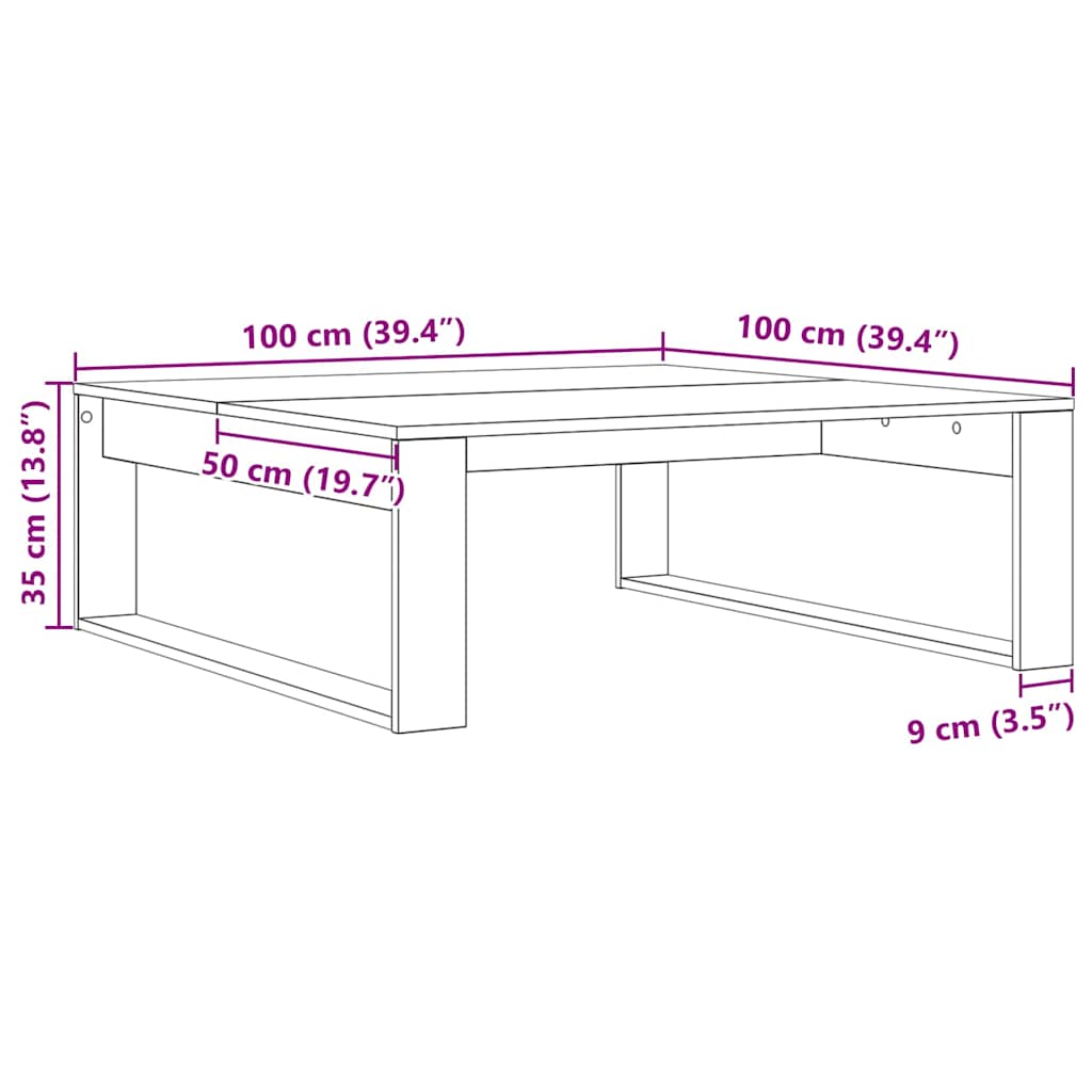 Table basse Chêne noir 100 x 100 x 35 cm Bois d'ingénierie - XIOS