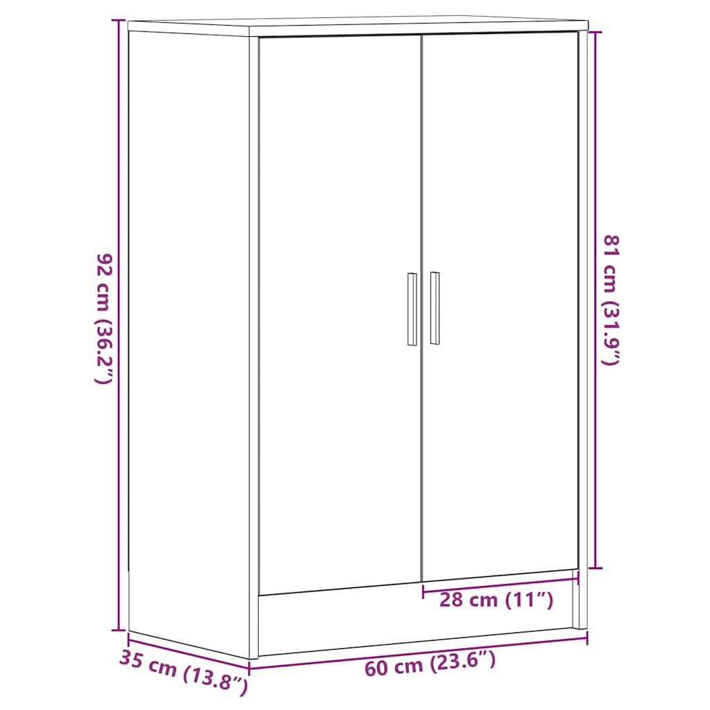 Armoire à chaussures chêne noir 60x35x92 cm bois d'ingénierie - XIOS