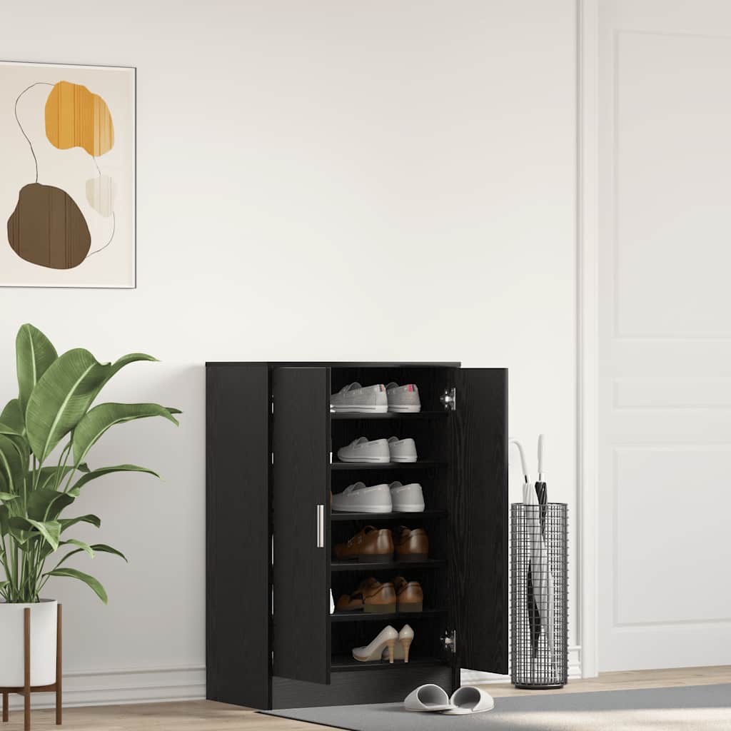 Armoire à chaussures chêne noir 60x35x92 cm bois d'ingénierie - XIOS