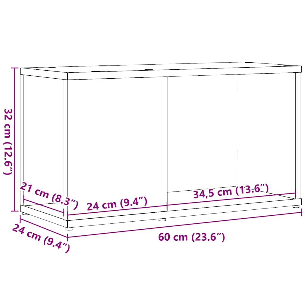Meuble TV chêne noir 60x24x32 cm bois d'ingénierie - XIOS