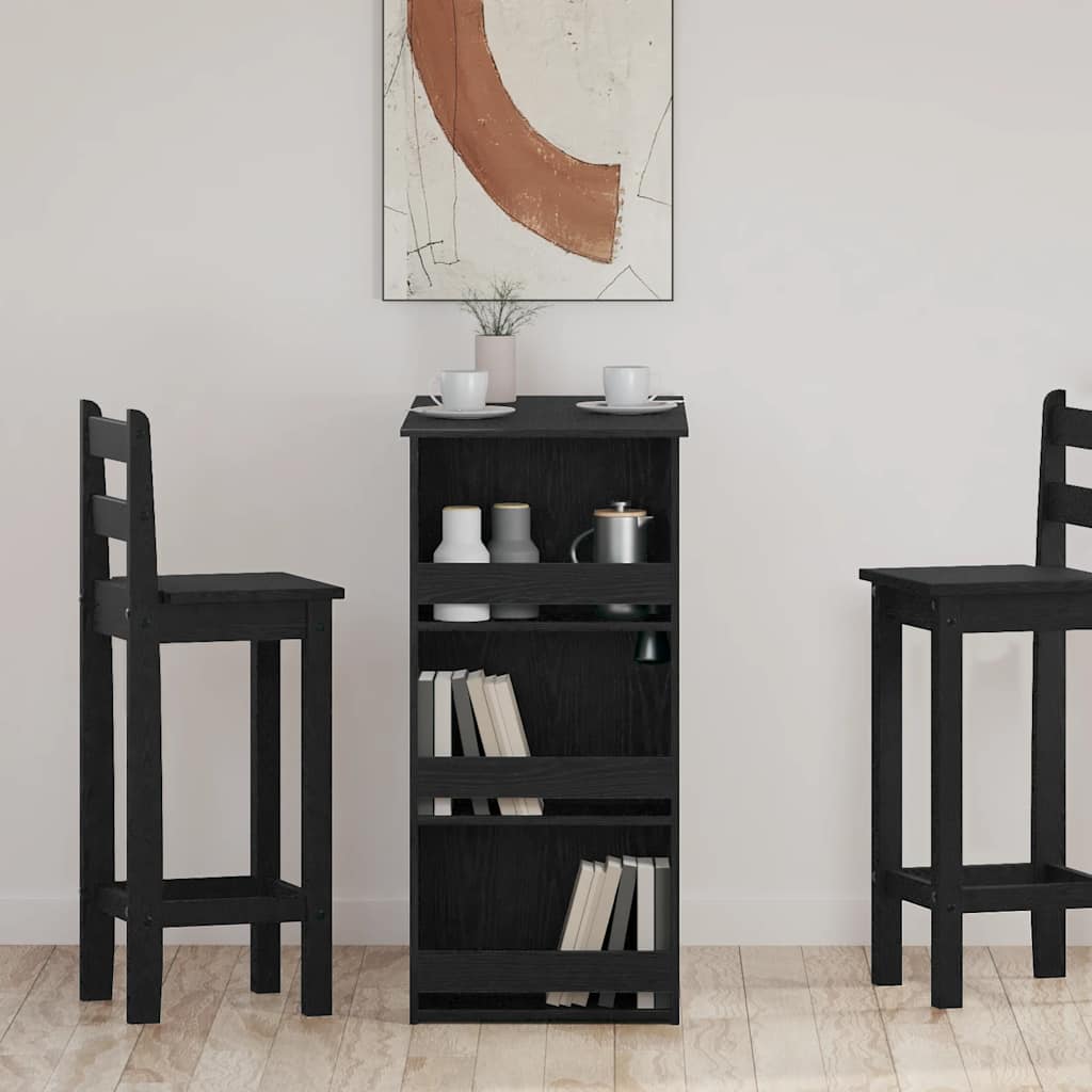 Table de bar avec étagère de rangement chêne noir - XIOS