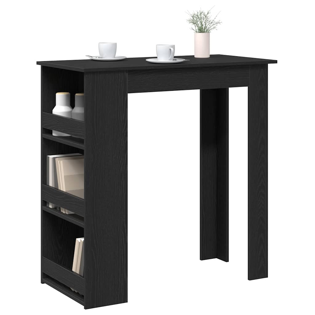 Table de bar avec étagère de rangement chêne noir - XIOS