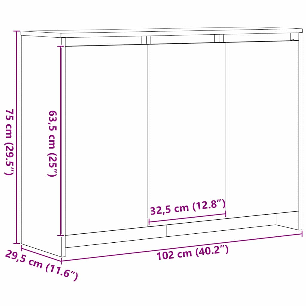 Buffet Noir 102 x 33 x 75 cm Bois d'ingénierie - XIOS