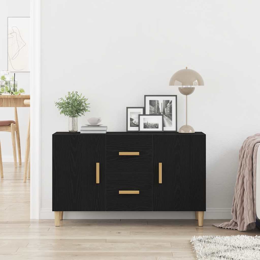 Buffet chêne noir 100x36x60 cm bois d'ingénierie - XIOS