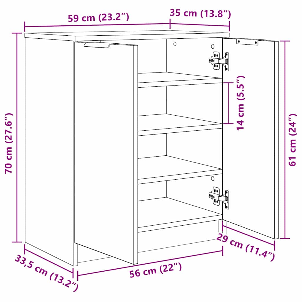 Cabinet à chaussures 59 x 35 x 70 cm Bois d'ingénierie - XIOS