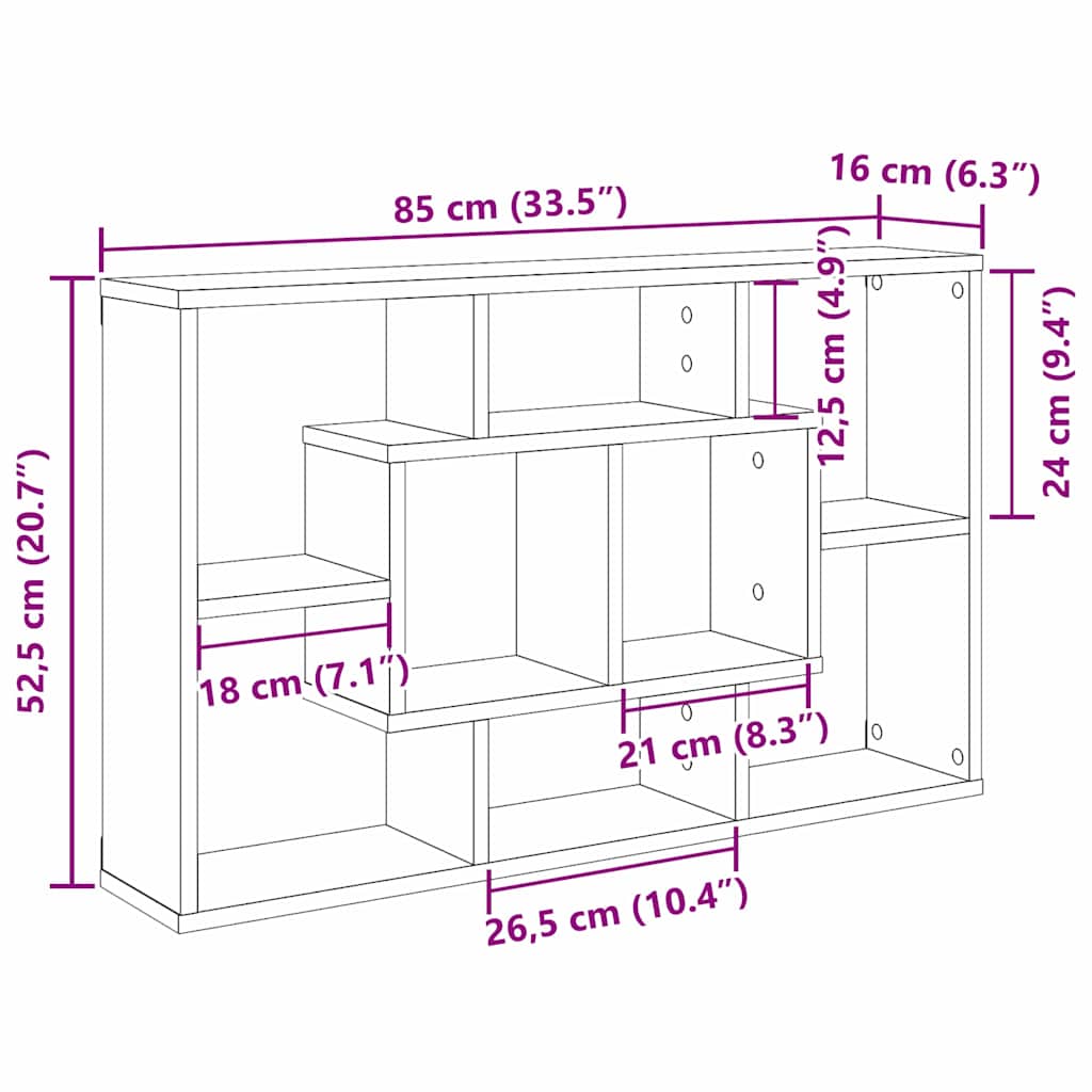 Étagère Murale Chêne noir 85 x 16 x 52.5 cm Bois d'ingénierie - XIOS