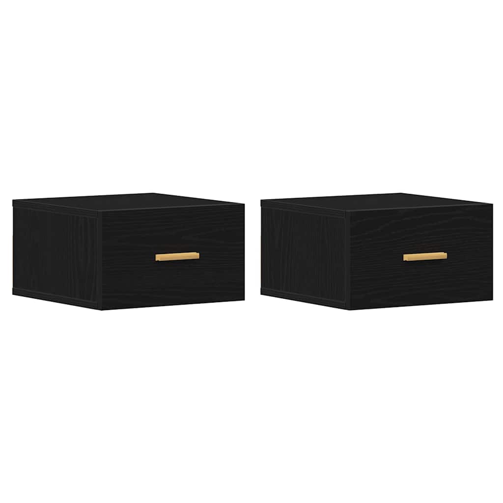 Cabinet de chevet mural 2 pcs Chêne noir 35 x 35 x 20 cm