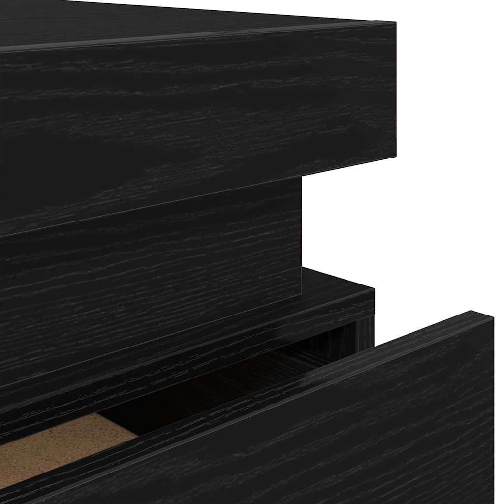 Meuble de chevet avec tiroir 2 pcs Chêne noir 35 x 39 x 55 cm