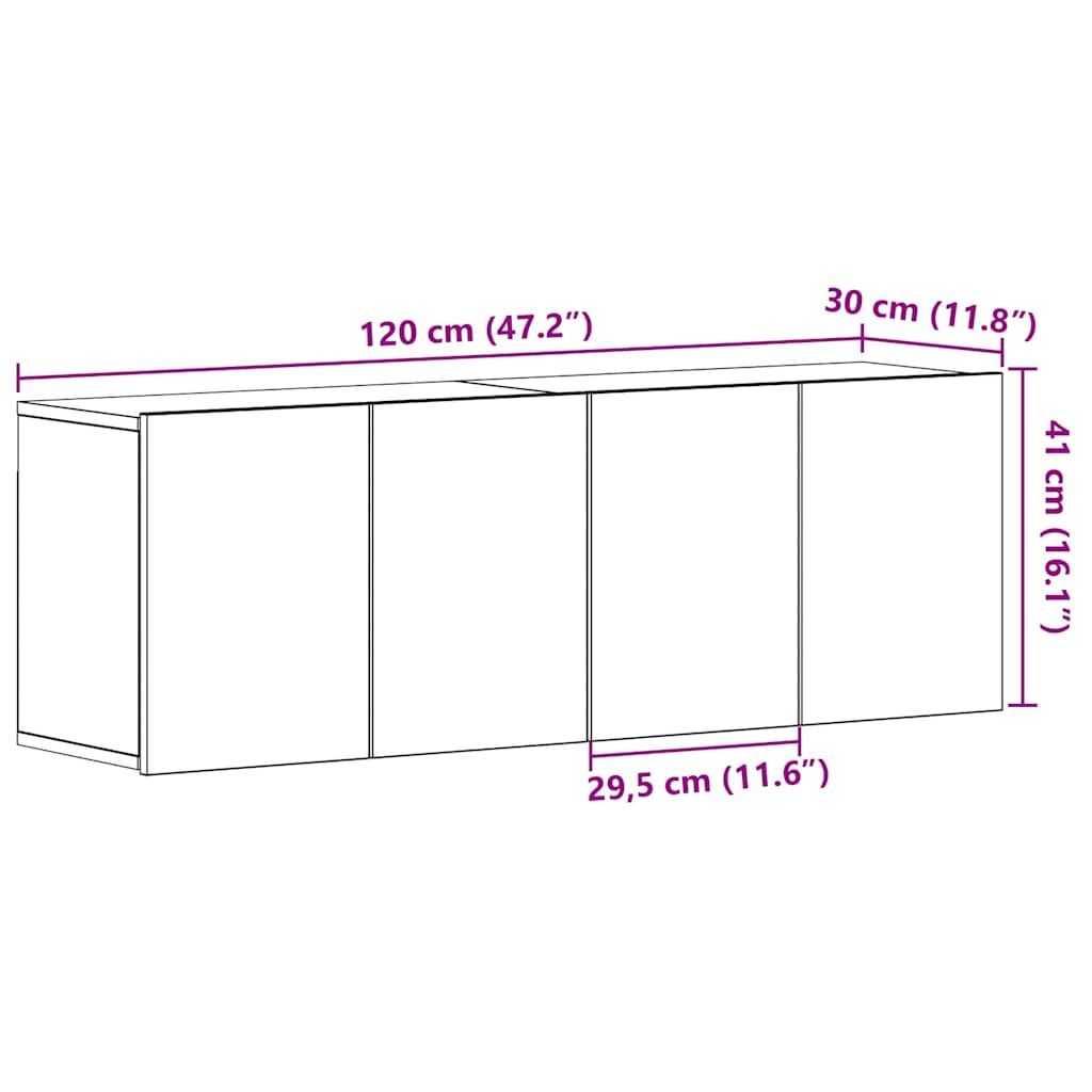 Meubles TV 2 pièces Chêne noir 120 x 30 x 41 cm Bois d'ingénierie - XIOS