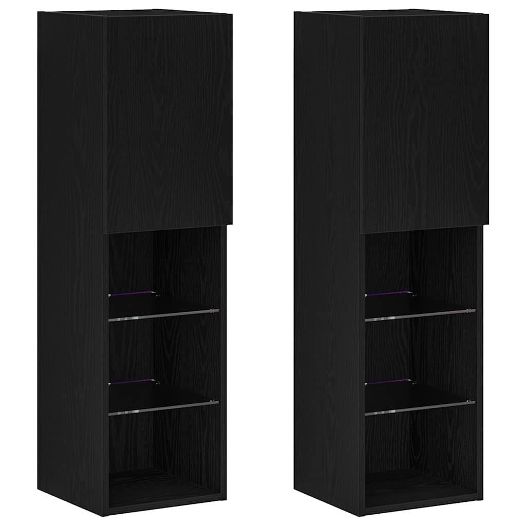 Meuble TV 2 pcs Noir 30.5 x 30 x 102 cm Bois d'ingénierie - XIOS