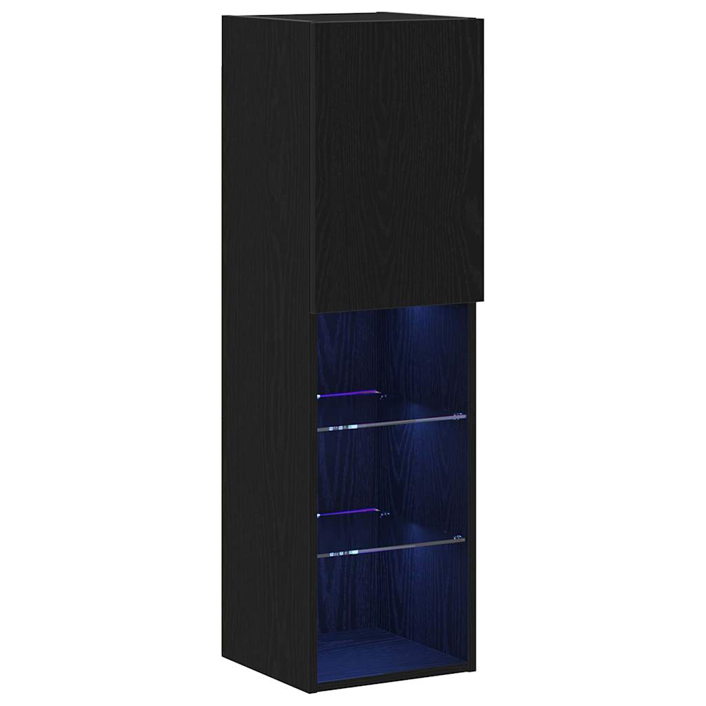 Meuble TV 2 pcs Noir 30.5 x 30 x 102 cm Bois d'ingénierie - XIOS