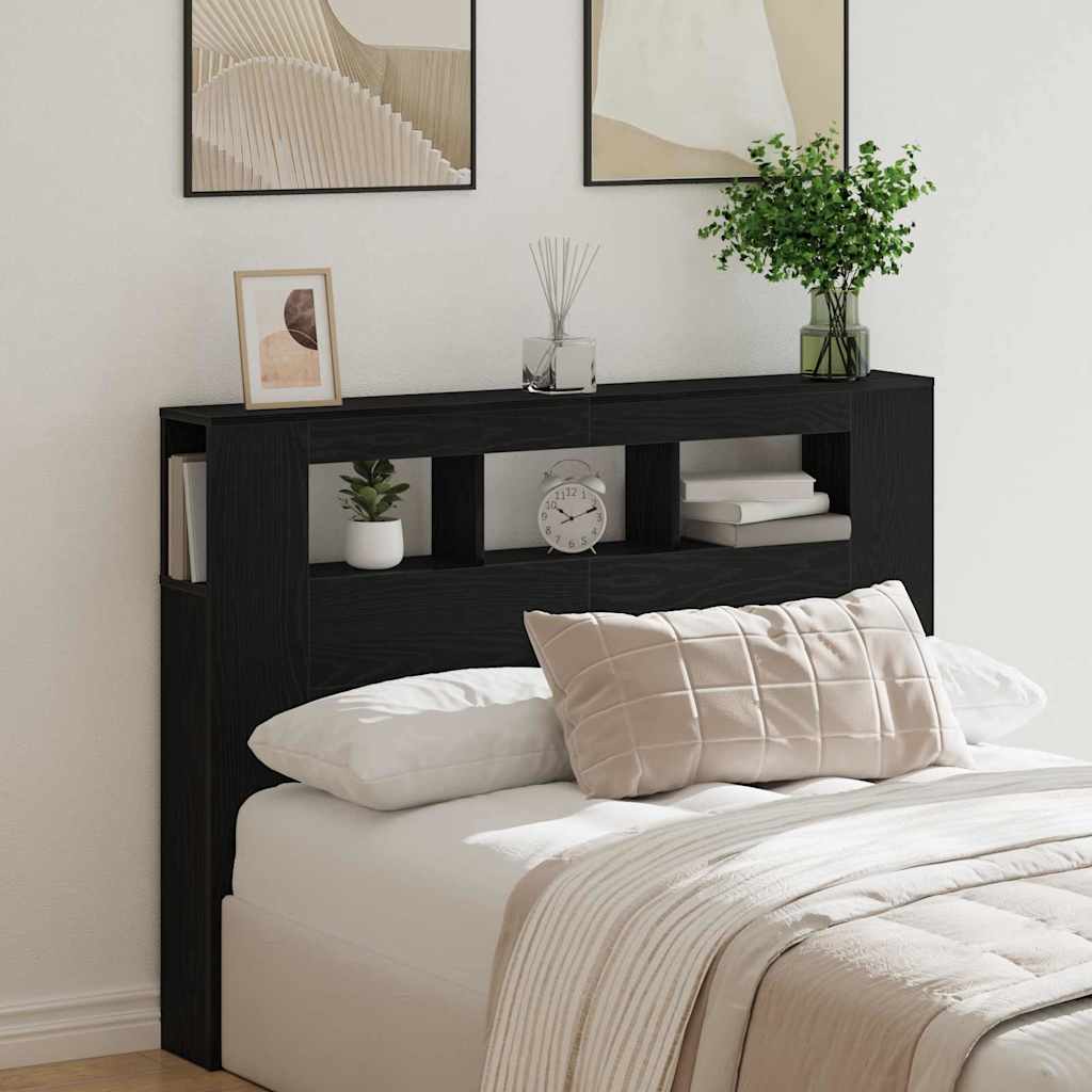 Tête de lit LED avec étagère Chêne noir 140 x 18,5 x 103,5 cm - XIOS