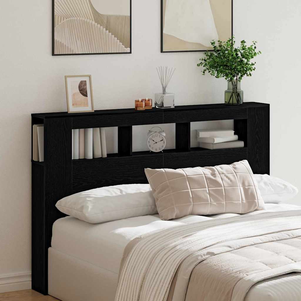 Tête de lit LED avec étagère Chêne noir 160 x 18,5 x 103,5 cm - XIOS