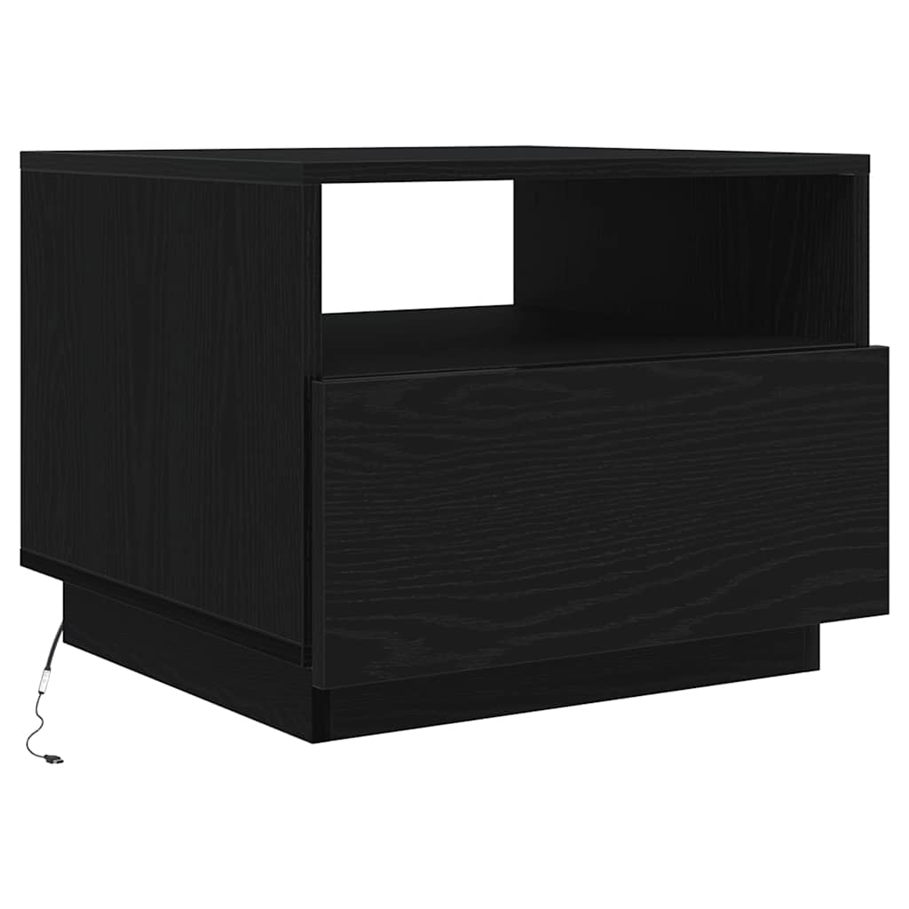 Table basse avec lumières LED chêne noir 50x49x40 cm - XIOS
