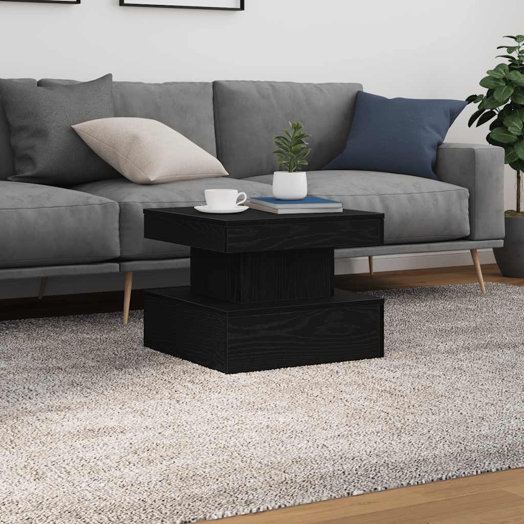 Table basse avec lumières LED chêne noir 50x50x40 cm - XIOS
