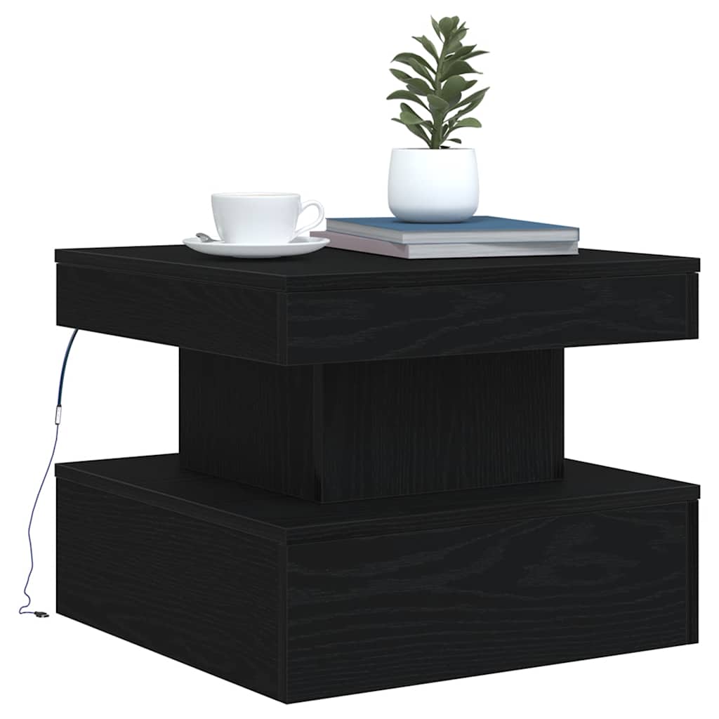 Table basse avec lumières LED chêne noir 50x50x40 cm - XIOS