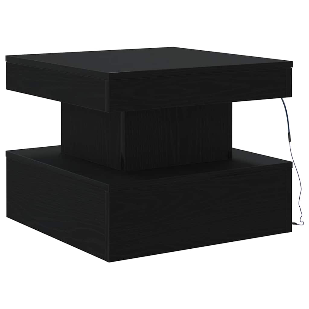 Table basse avec lumières LED chêne noir 50x50x40 cm - XIOS