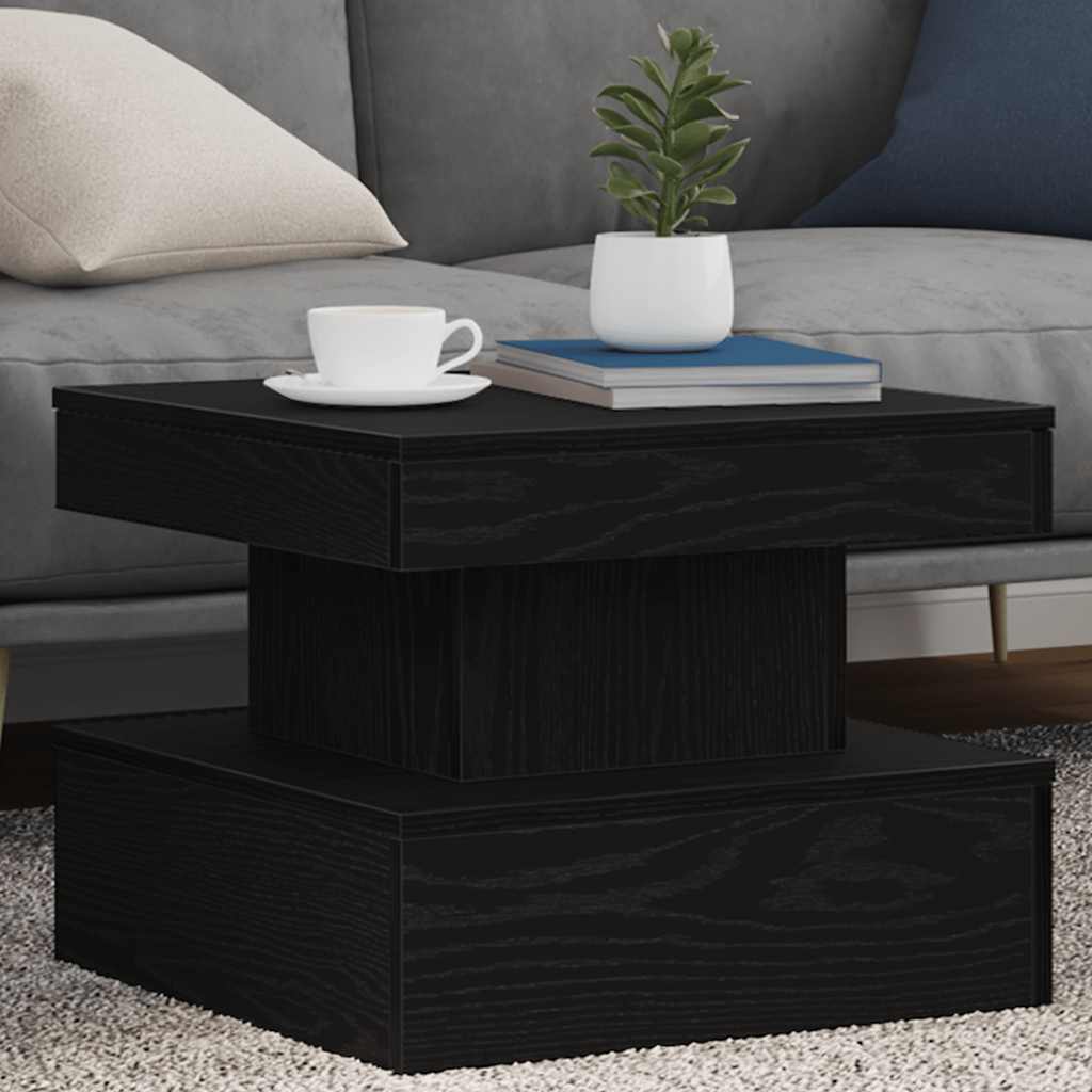 Table basse avec lumières LED chêne noir 50x50x40 cm - XIOS
