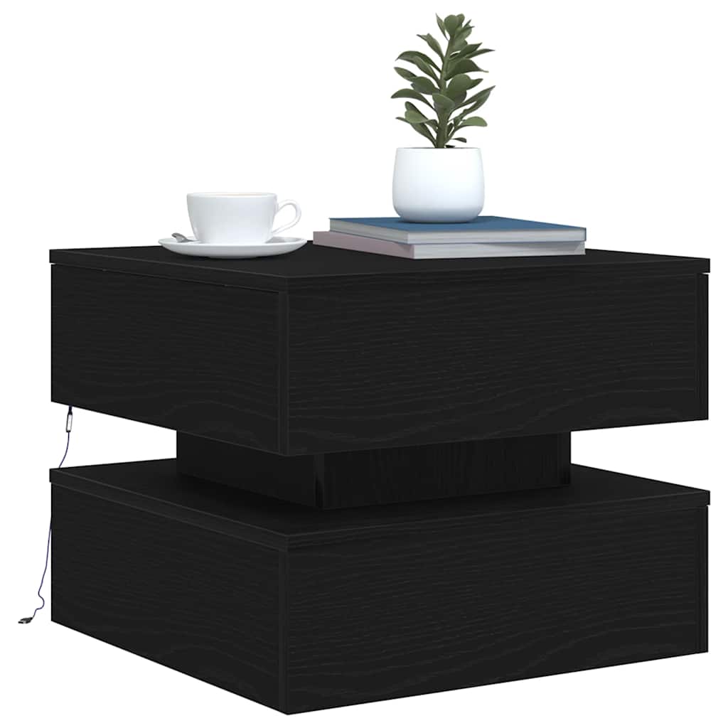 Table basse avec lumières LED chêne noir 50x50x40 cm - XIOS