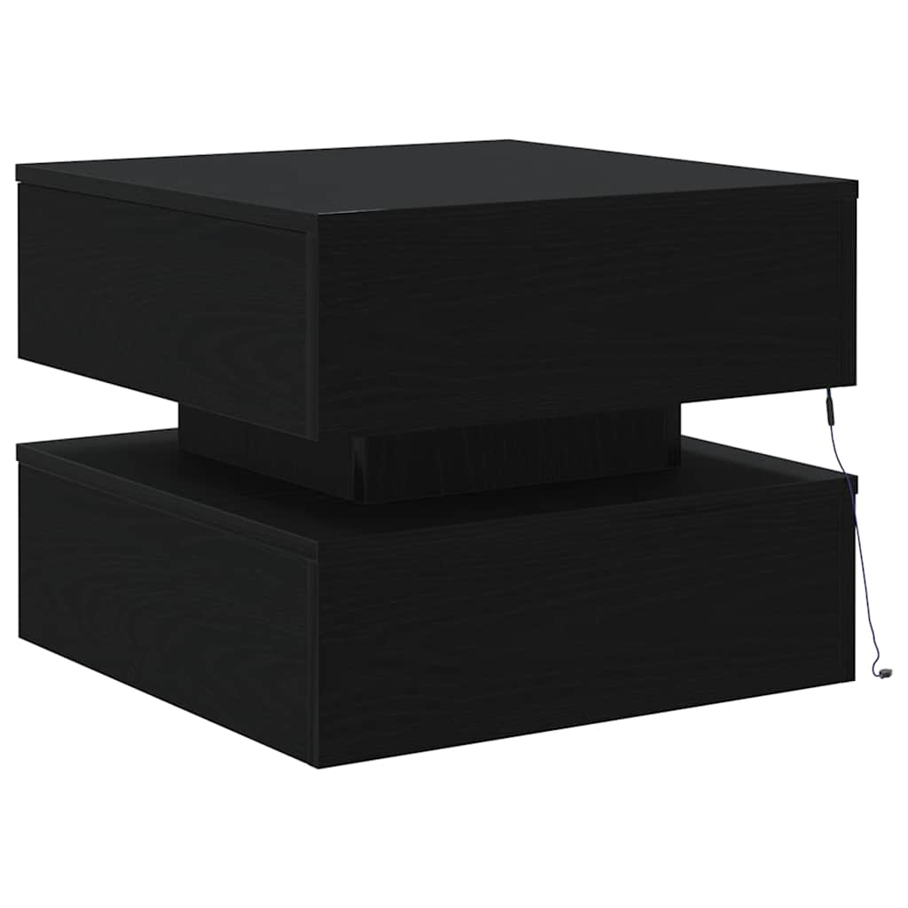 Table basse avec lumières LED chêne noir 50x50x40 cm - XIOS