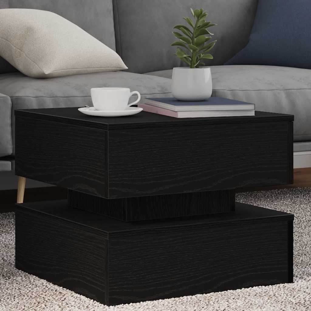 Table basse avec lumières LED chêne noir 50x50x40 cm - XIOS