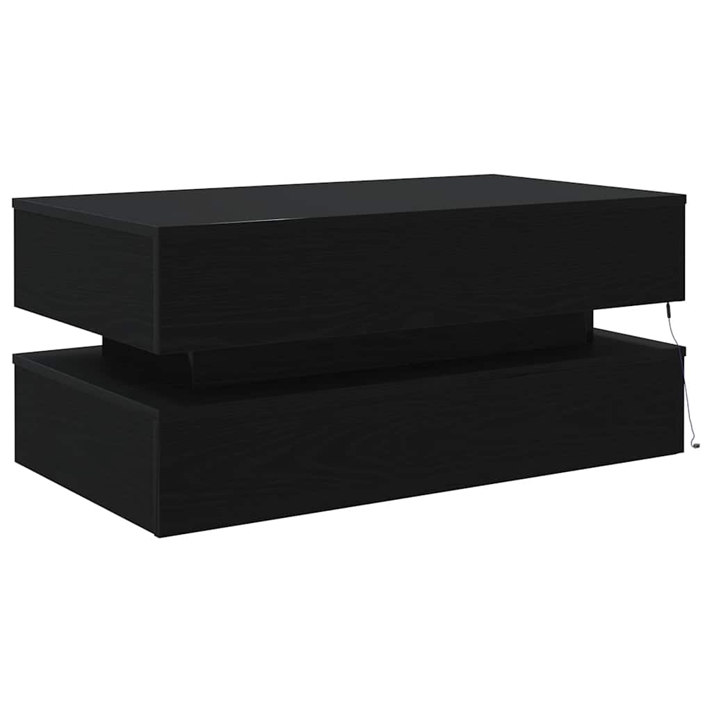 Table basse avec lumières LED chêne noir 90x50x40 cm - XIOS