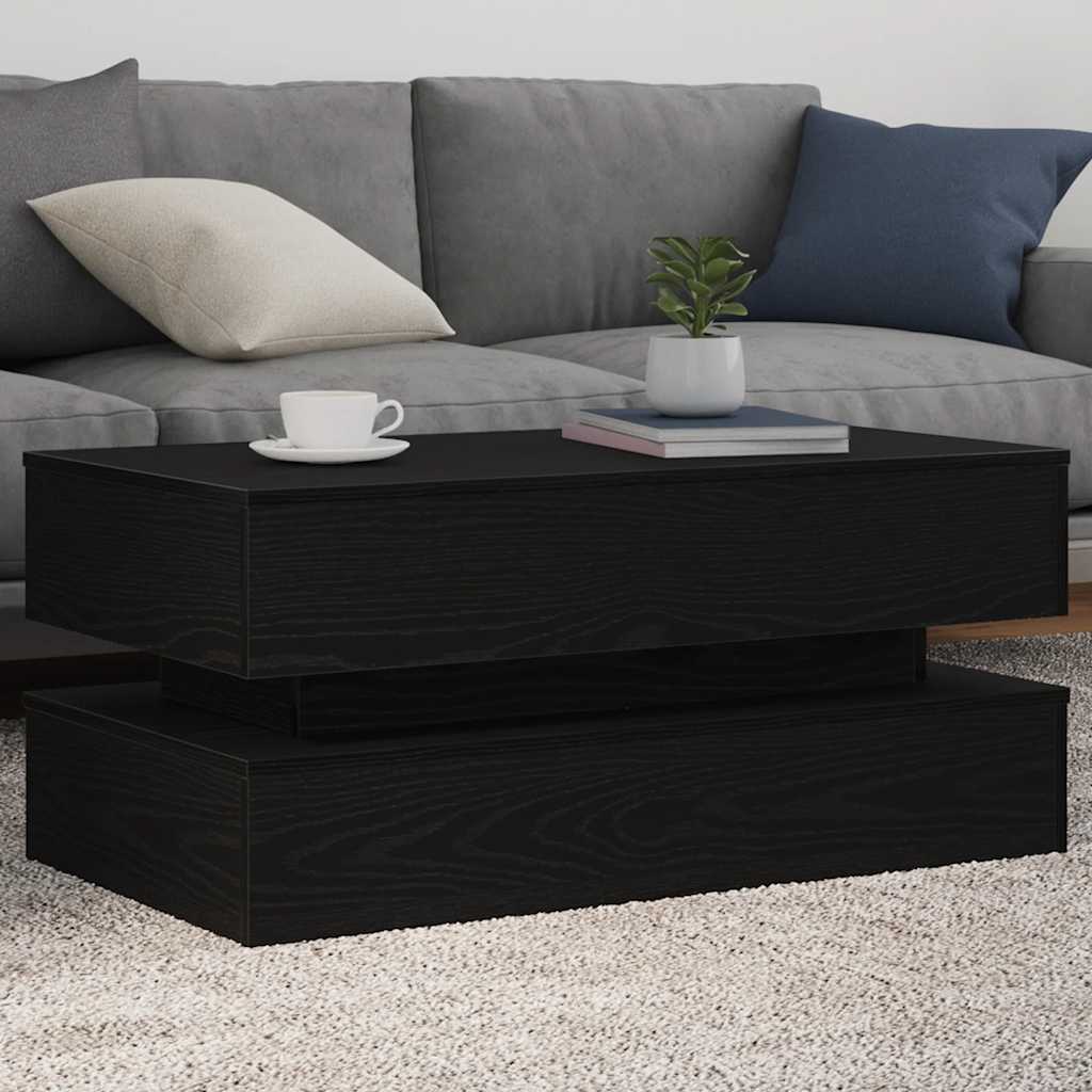 Table basse avec lumières LED chêne noir 90x50x40 cm - XIOS