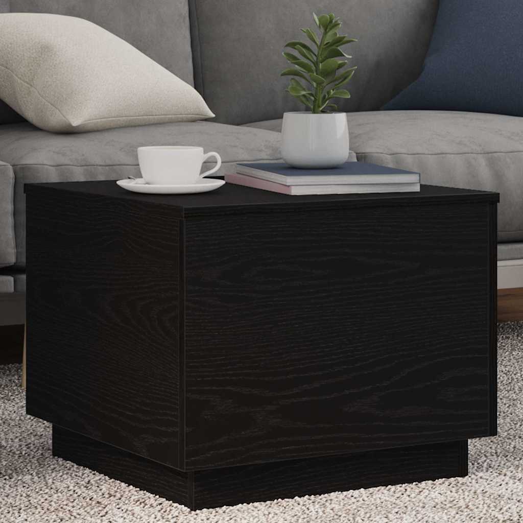 Table basse avec lumières LED chêne noir 50x50x40 cm - XIOS