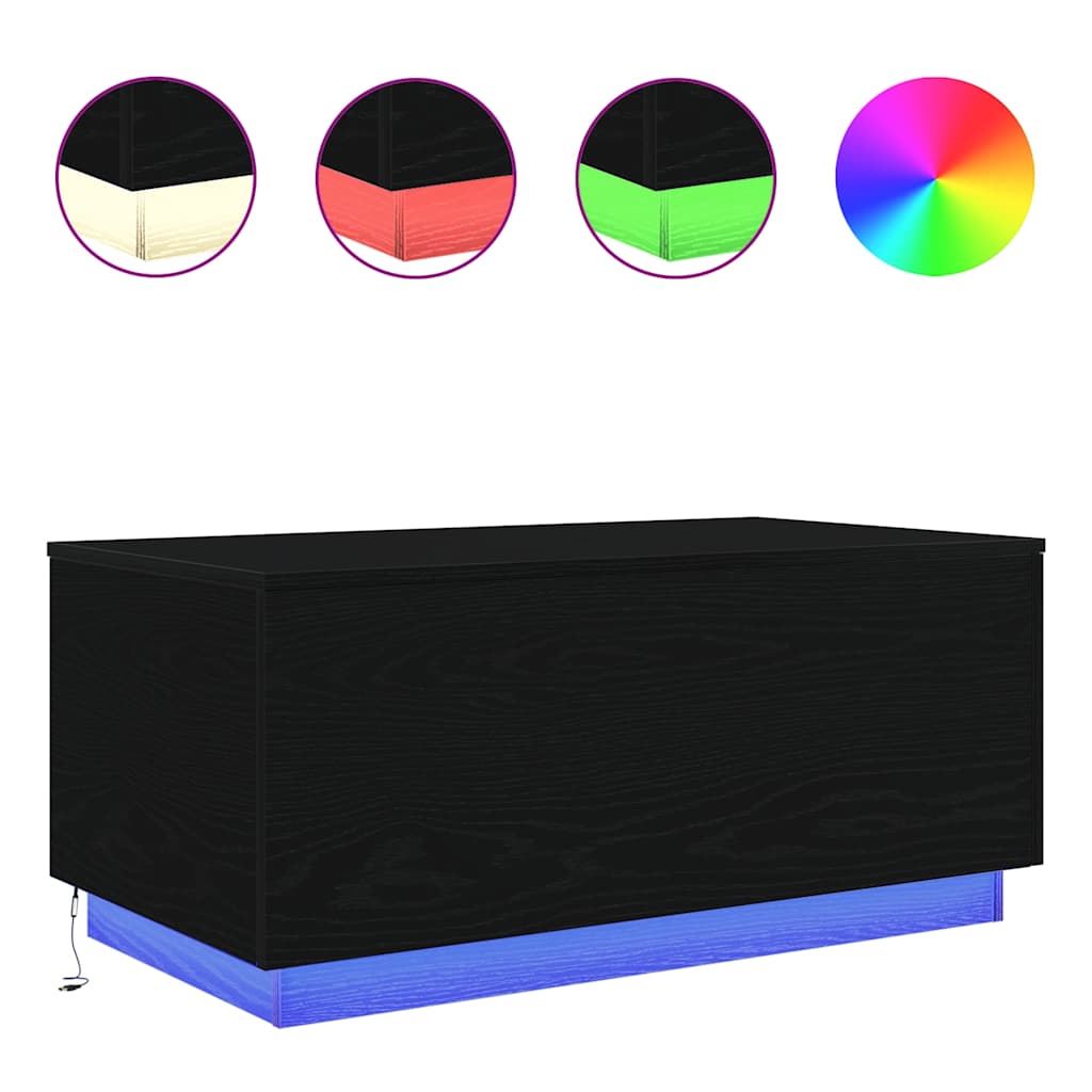 Table basse avec lumières LED chêne noir 90x50x40 cm - XIOS