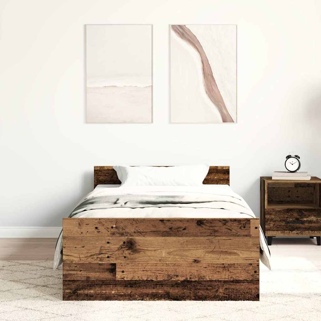 Cadre de lit sans matelas vieux bois 75x190 cm bois ingénierie - XIOS
