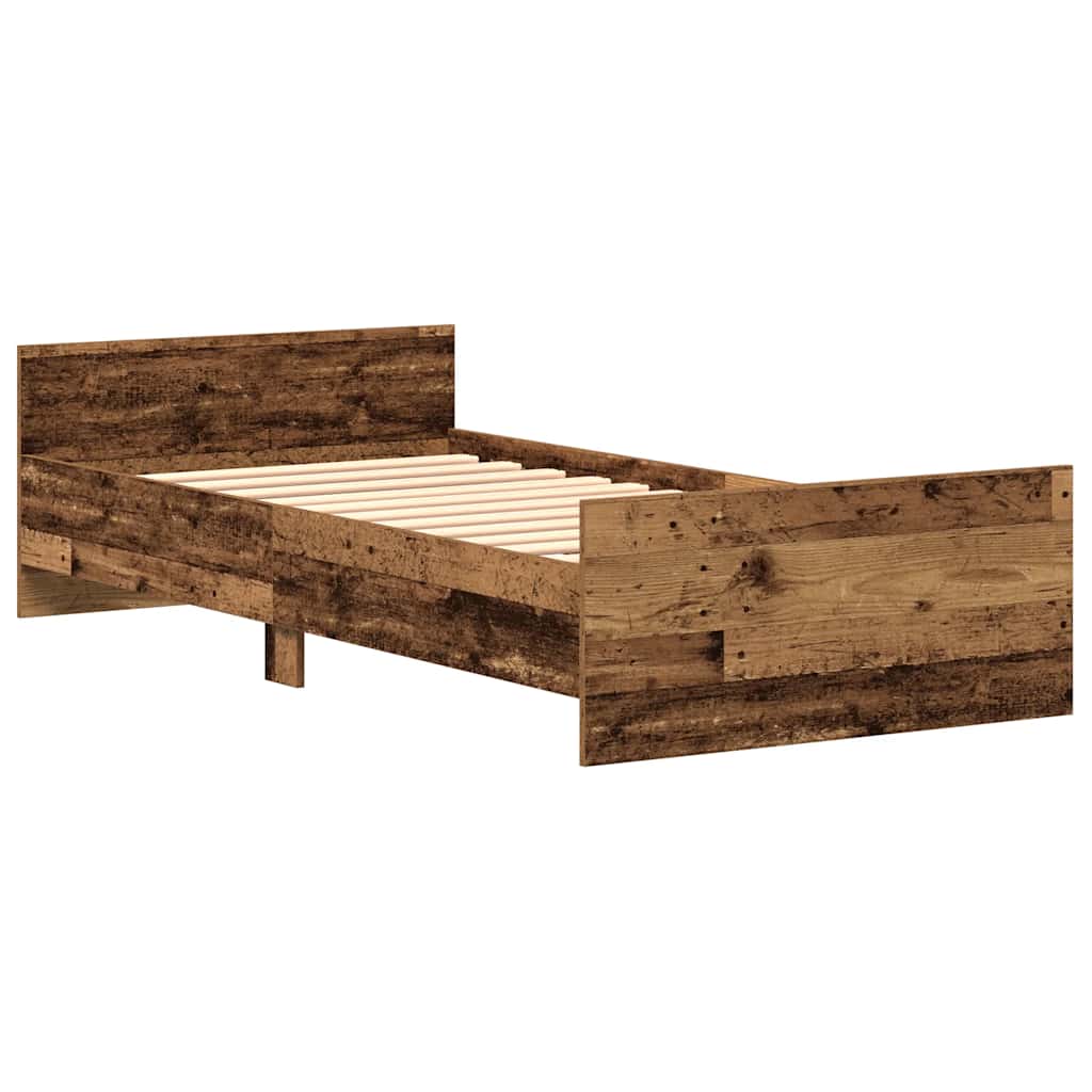 Cadre de lit sans matelas vieux bois 75x190 cm bois ingénierie - XIOS