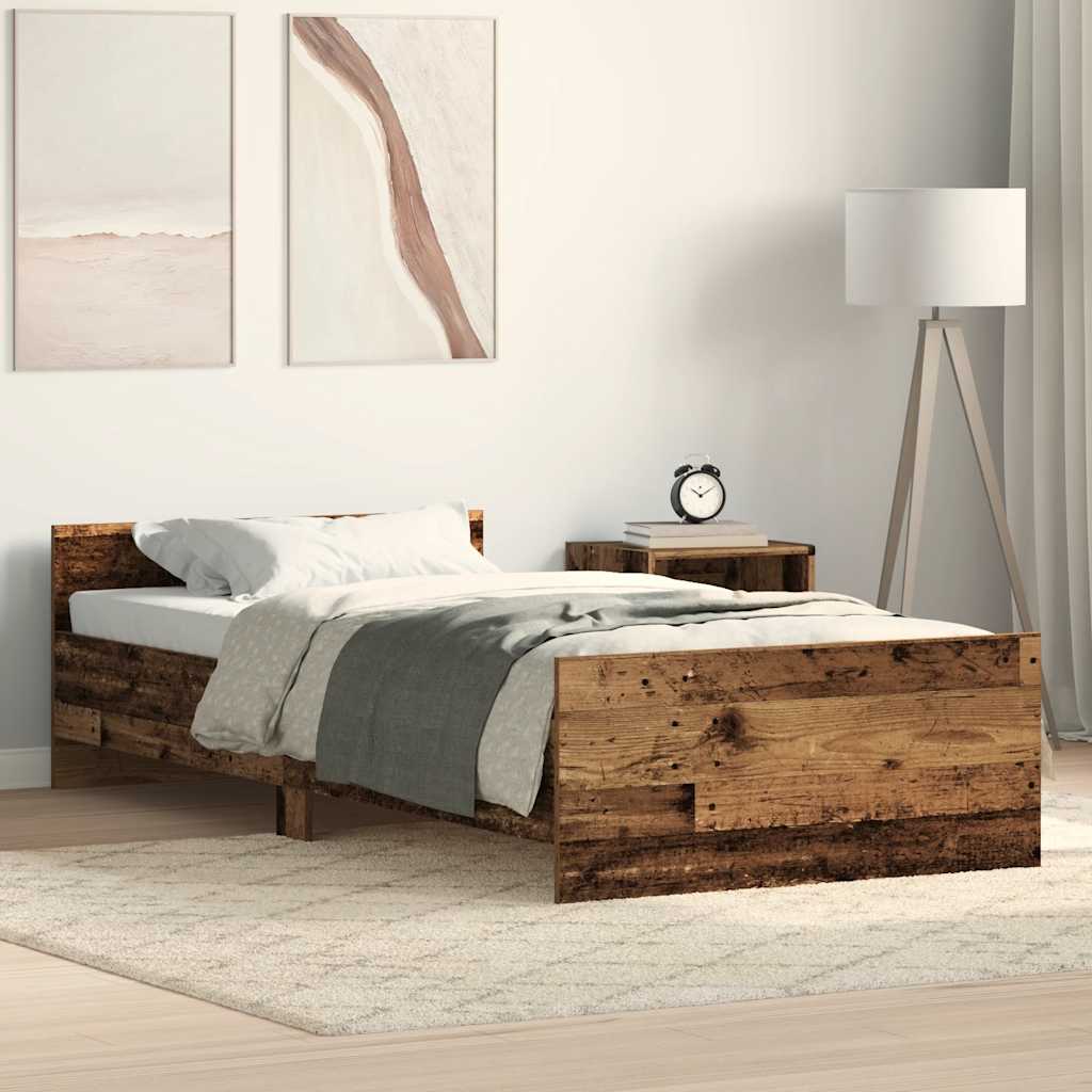 Cadre de lit sans matelas vieux bois 75x190 cm bois ingénierie - XIOS