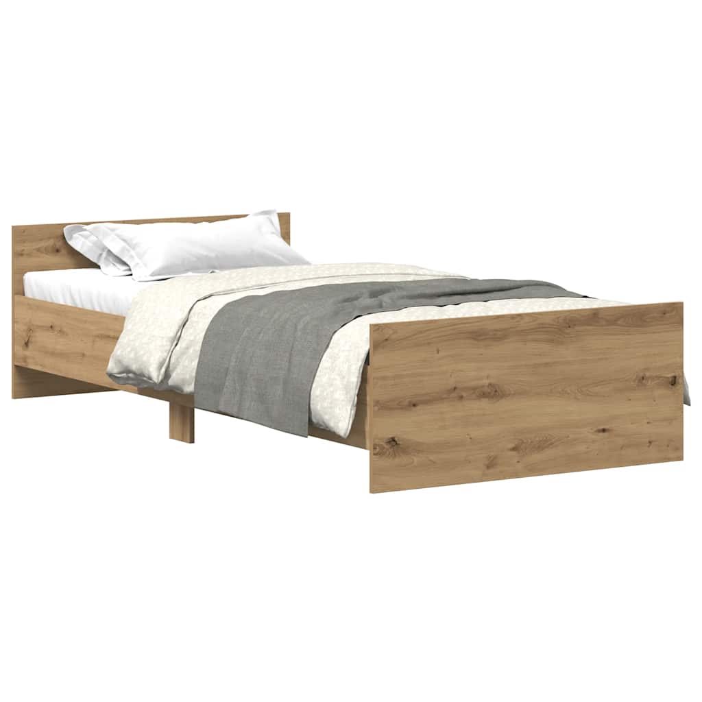 Cadre de lit sans matelas chêne artisanal 75x190 cm - XIOS