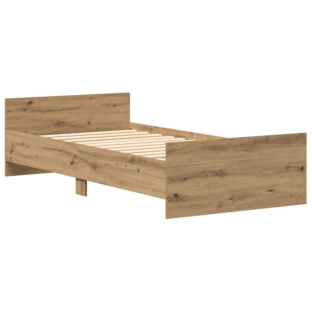 Cadre de lit sans matelas chêne artisanal 75x190 cm - XIOS