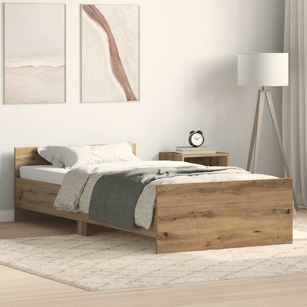 Cadre de lit sans matelas chêne artisanal 75x190 cm - XIOS