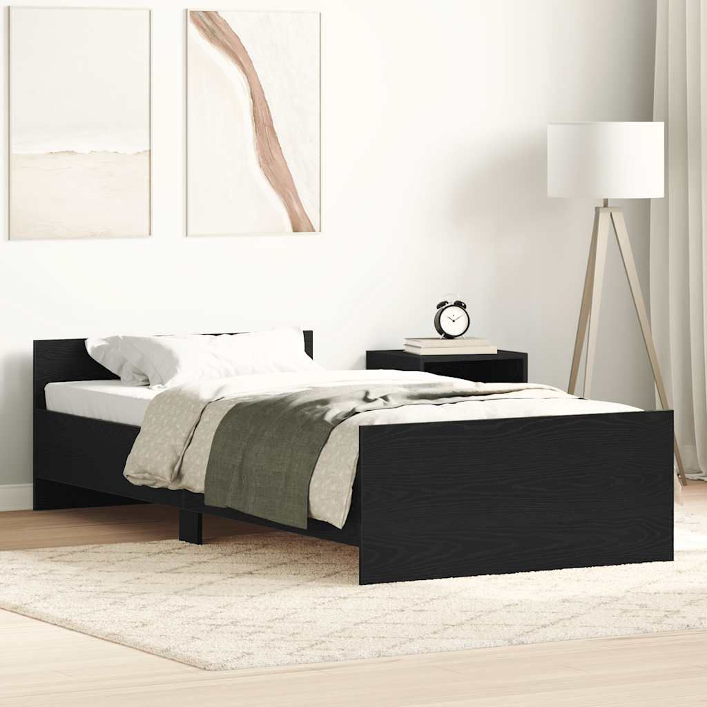 Cadre de lit sans matelas chêne noir 75x190 cm bois ingénierie - XIOS